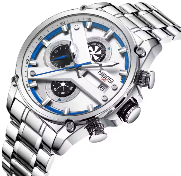Men's Relogio Masculino Luxury Waterproof Sport Watch NIBOSI 2513 in Fashion Stainless Steel with Luminous Chronograph
